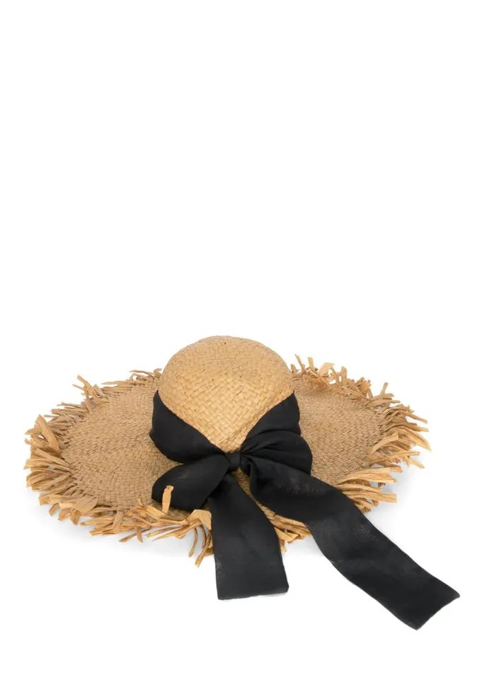 PACKABLE STRAW HAT Tan and Black Women VENUS Hats