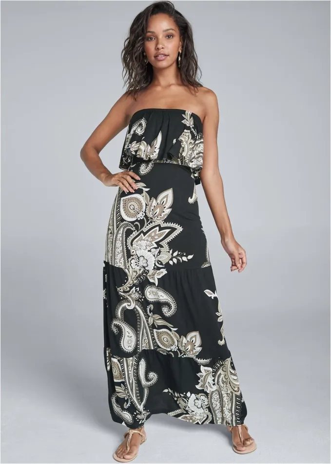 PAISELY MAXI DRESS Black Multi Women VENUS Sundresses