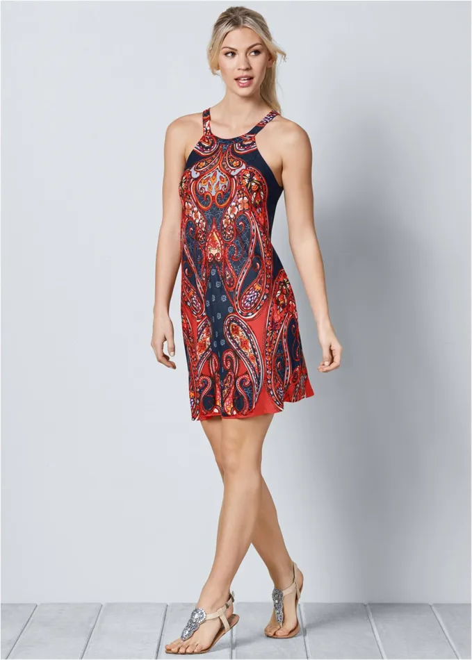PAISLEY PRINTED MINI DRESS Navy Multi Women VENUS Sundresses