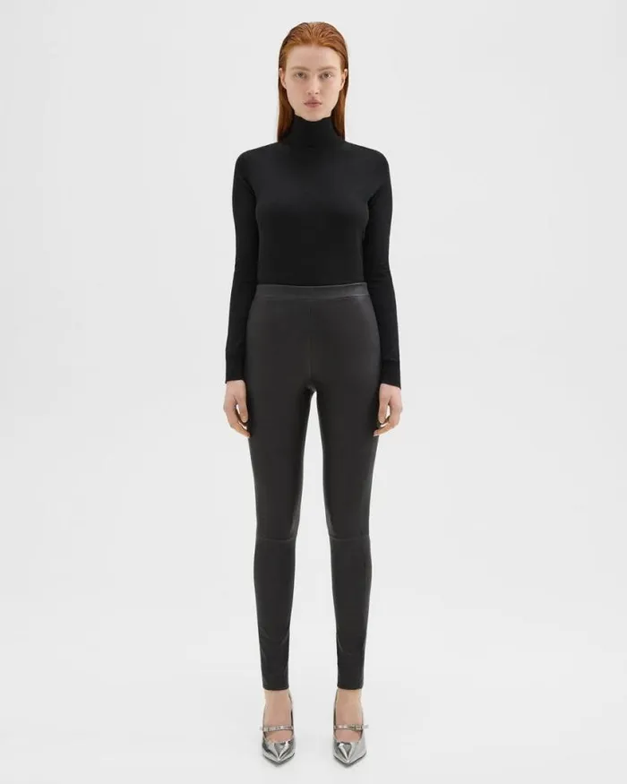 Pants Women Theory HighWaist Legging In Leather Black