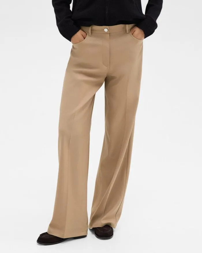 Pants Women Theory StraightLeg 5Pocket Pant In Stretch Flannel New Camel Pants Women Theory StraightLeg 5Pocket Pant In Stretch Flannel New Camel