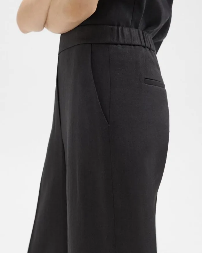 Pants Women Theory Straight PullOn Pant In LinenViscose Black Pants Women Theory Straight PullOn Pant In LinenViscose Black