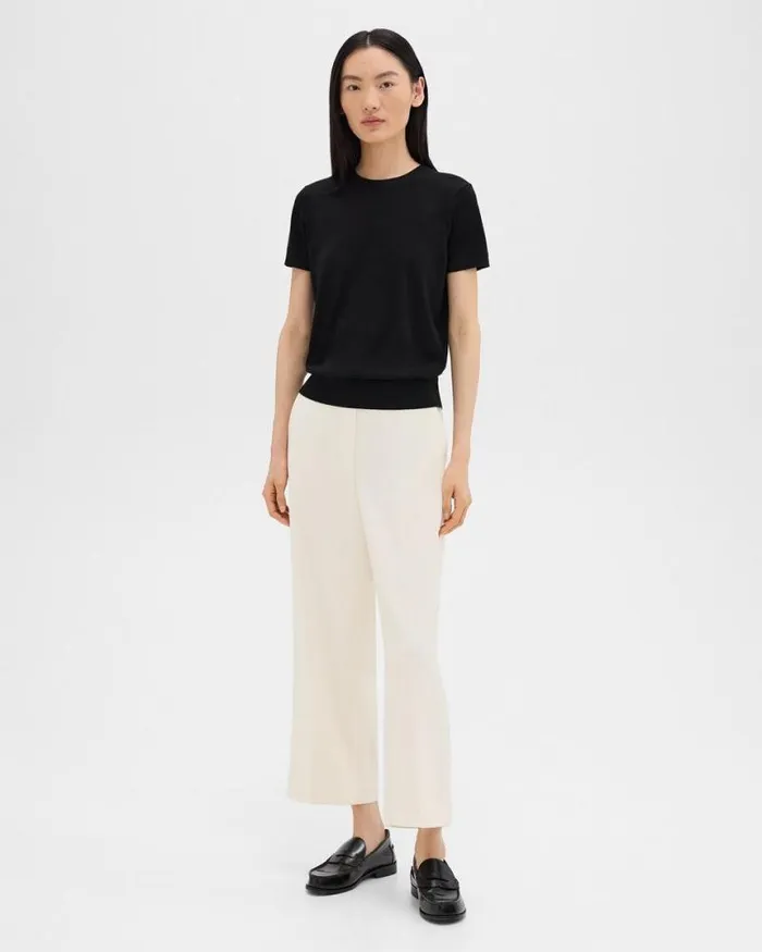 Pants Women Theory Straight PullOn Pant In Striped Admiral Crepe Rice