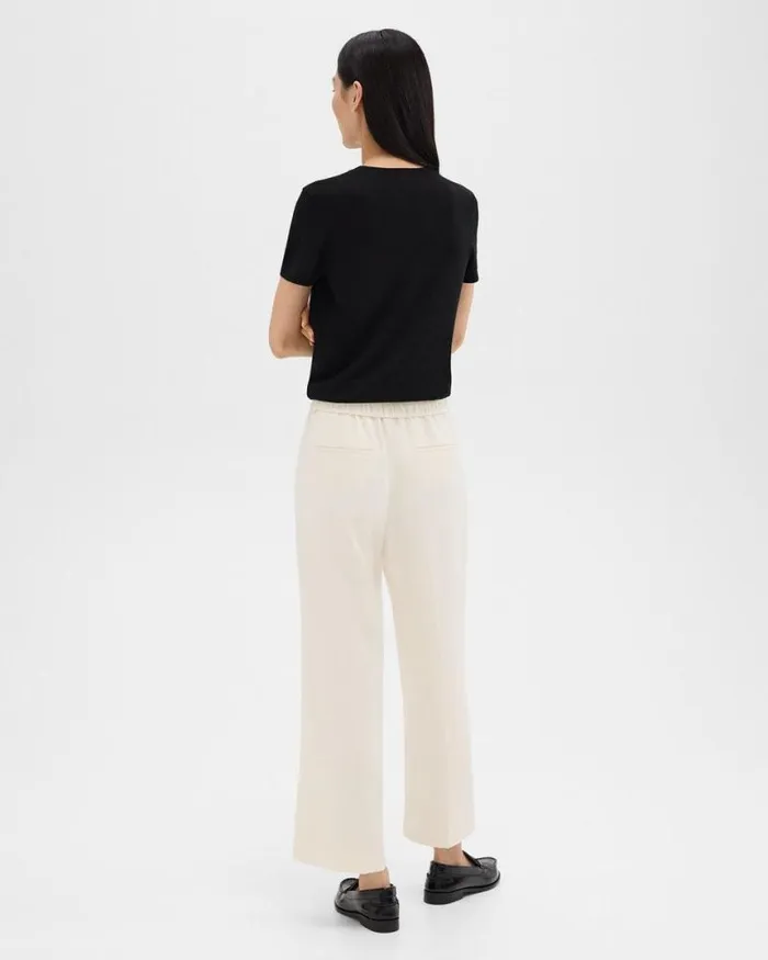 Pants Women Theory Straight PullOn Pant In Striped Admiral Crepe Rice