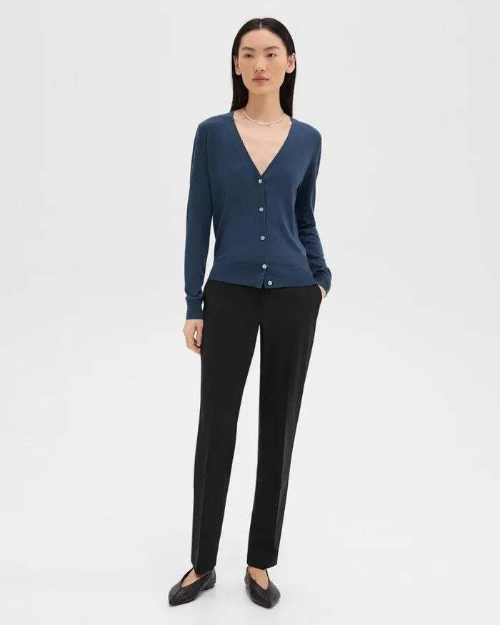 Pants Women Theory Treeca Full Length Pant In Good Wool Black