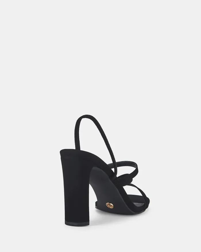 Party Women NOVO Shoes LAIA BLACK NUBUCK Slim Rectangular Heels