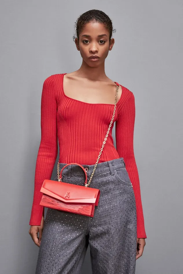 Patrizia Pepe Crossbodys Fly Bamby Shoulder Bag With Chain Red 8211 Women