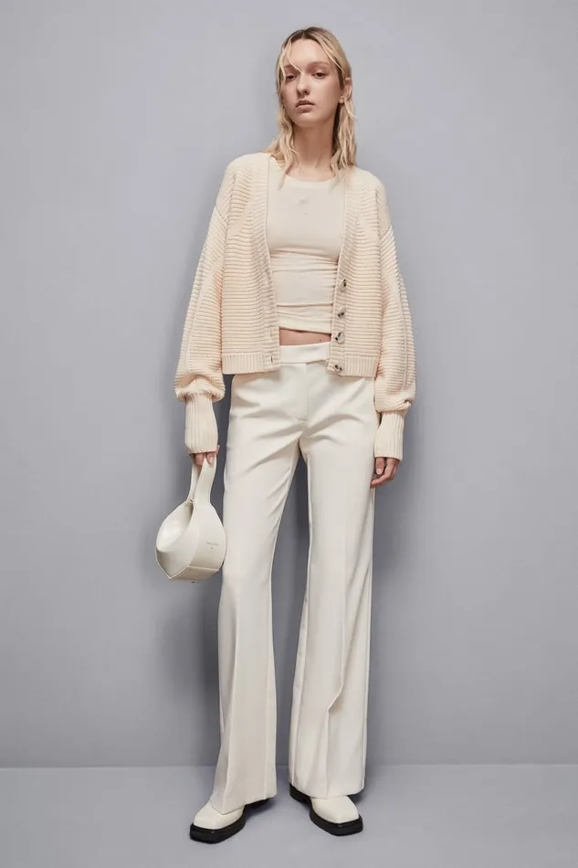 Patrizia Pepe Knitwear Ribbed Wool Cardigan Beige 8211 Women