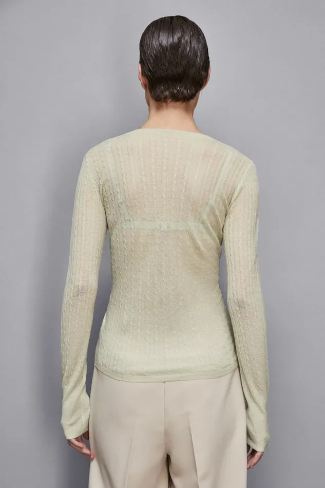 Patrizia Pepe Knitwear Super Light V Neck Sweater Green 8211 Women
