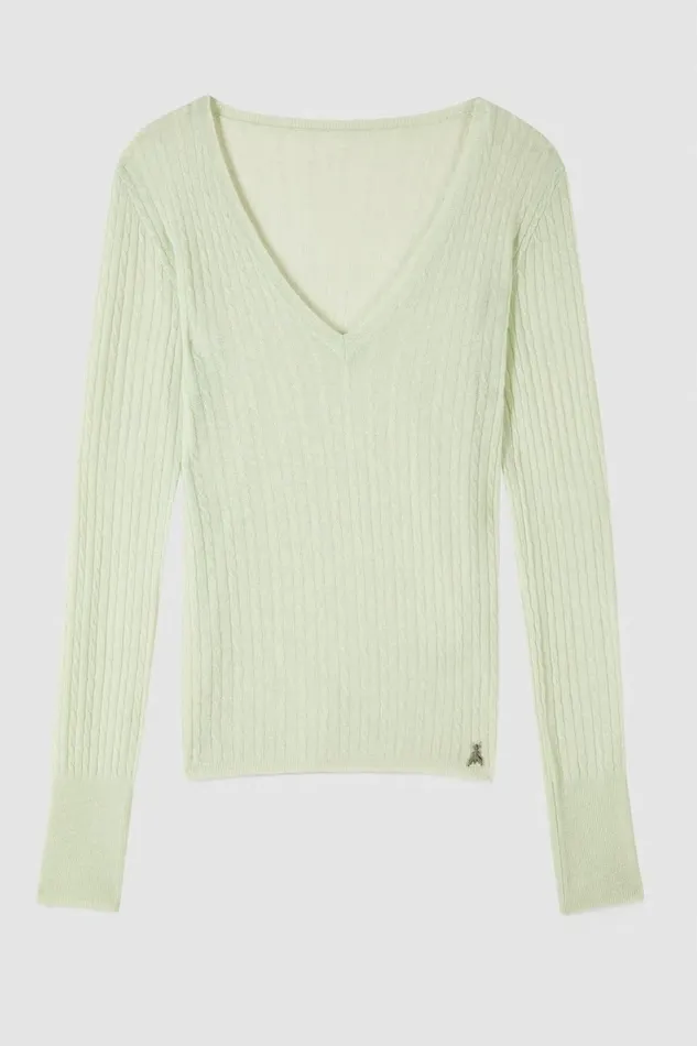 Patrizia Pepe Knitwear Super Light V Neck Sweater Green 8211 Women