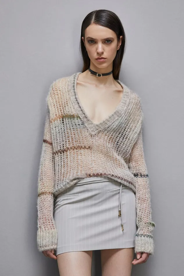 Patrizia Pepe Knitwear Wool Blend Mesh Sweater Multicolor 8211 Women