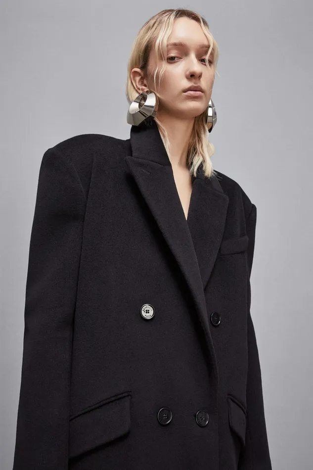 Patrizia Pepe Outerwear DoubleBreasted Cloth Coat Black 8211 Women