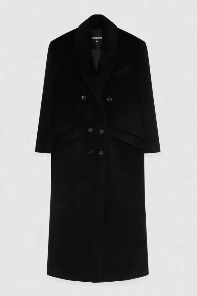 Patrizia Pepe Outerwear DoubleBreasted Cloth Coat Black 8211 Women
