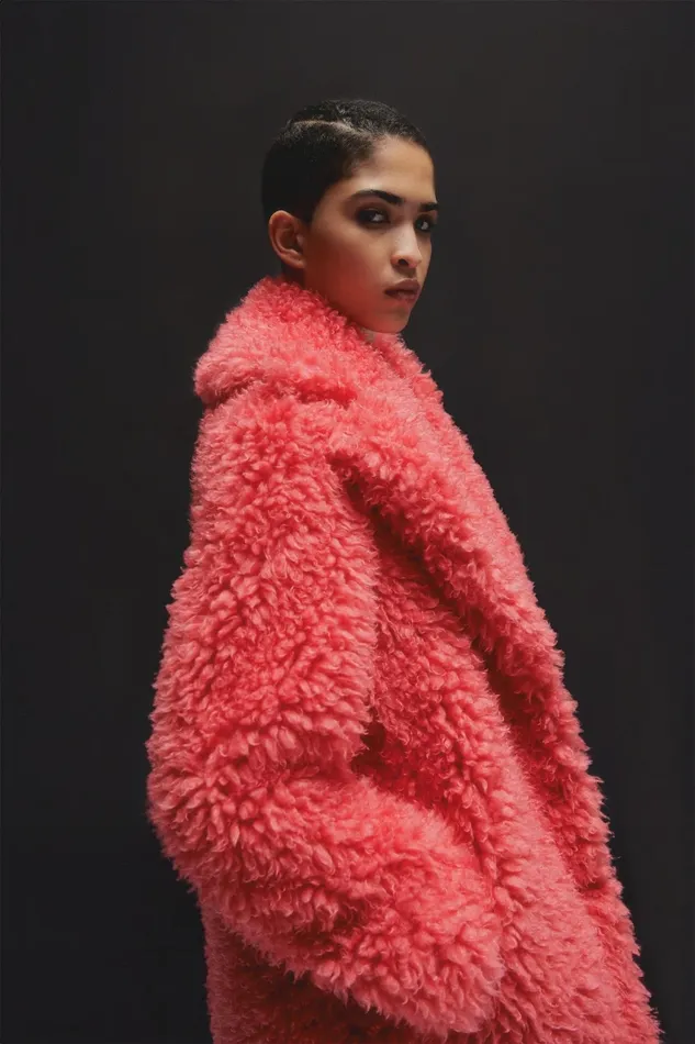 Patrizia Pepe Outerwear Oversize Fluffy Coat Pink 8211 Women