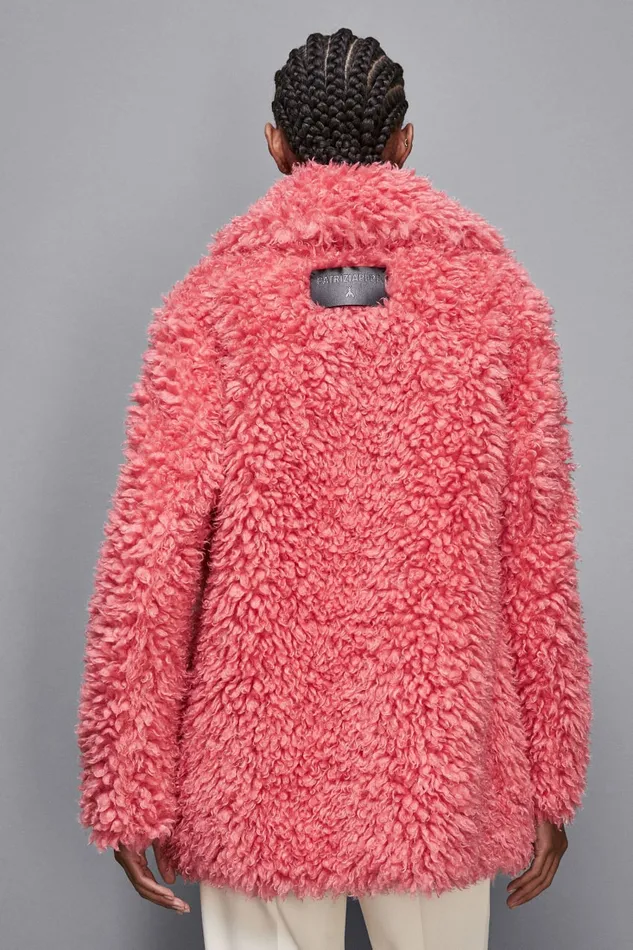 Patrizia Pepe Outerwear Oversize Fluffy Coat Pink 8211 Women