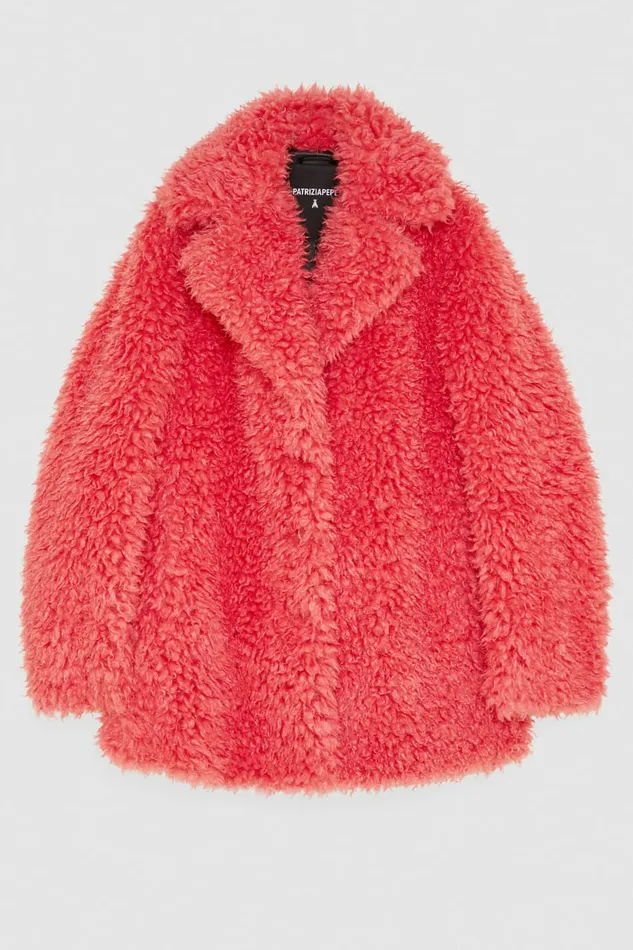 Patrizia Pepe Outerwear Oversize Fluffy Coat Pink 8211 Women
