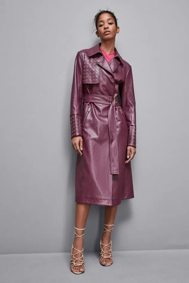 Patrizia Pepe Outerwear Trench Coat With Metal Eyelets Red 8211 Women