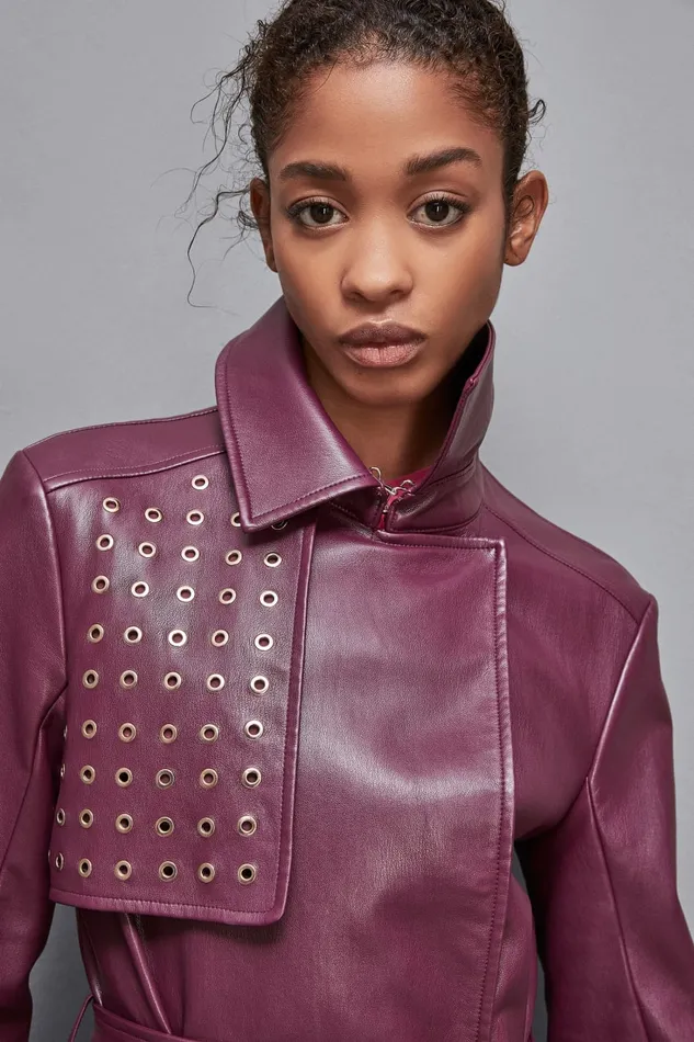 Patrizia Pepe Outerwear Trench Coat With Metal Eyelets Red 8211 Women