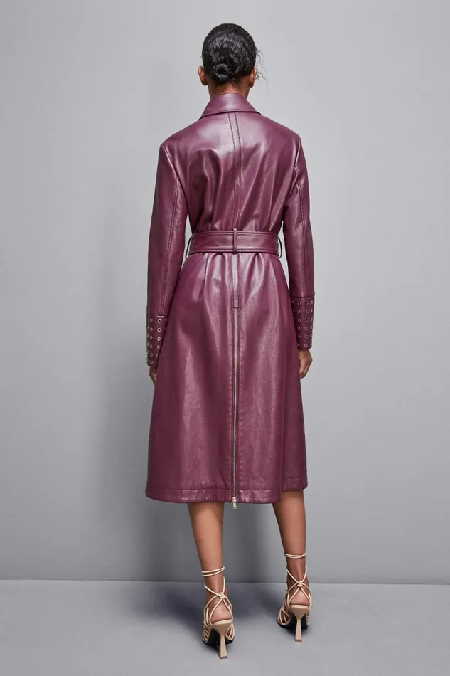 Patrizia Pepe Outerwear Trench Coat With Metal Eyelets Red 8211 Women
