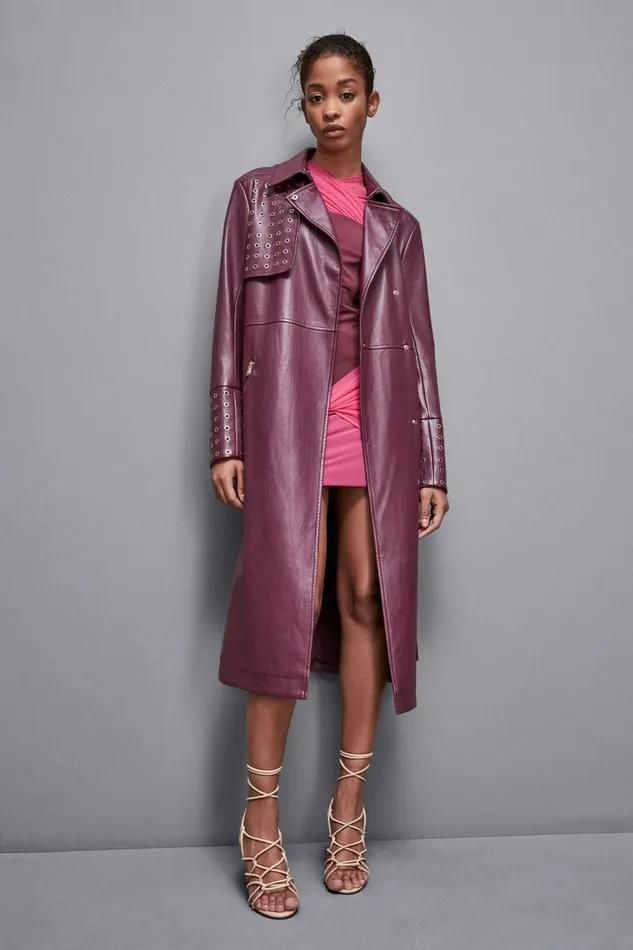 Patrizia Pepe Outerwear Trench Coat With Metal Eyelets Red 8211 Women