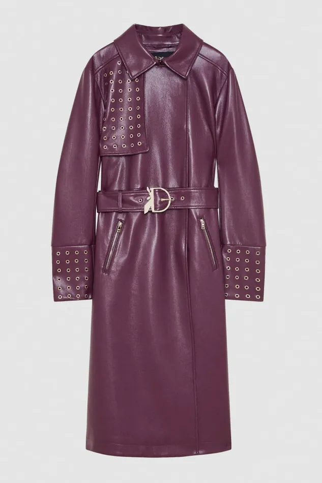 Patrizia Pepe Outerwear Trench Coat With Metal Eyelets Red 8211 Women