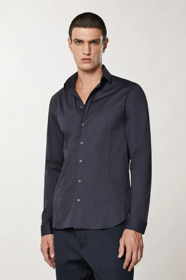 Patrizia Pepe Tops and Shirts Cotton Poplin Regular Shirt Blue 8211 Men