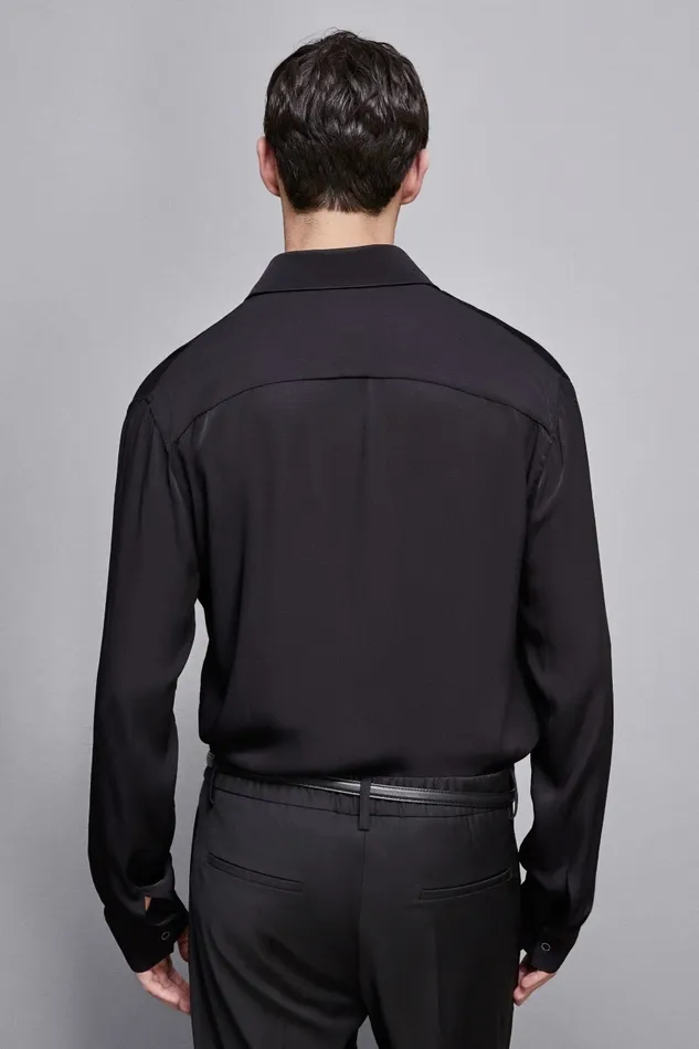 Patrizia Pepe Tops and Shirts SolidColored Shirt In Viscose Twill Black 8211 Men