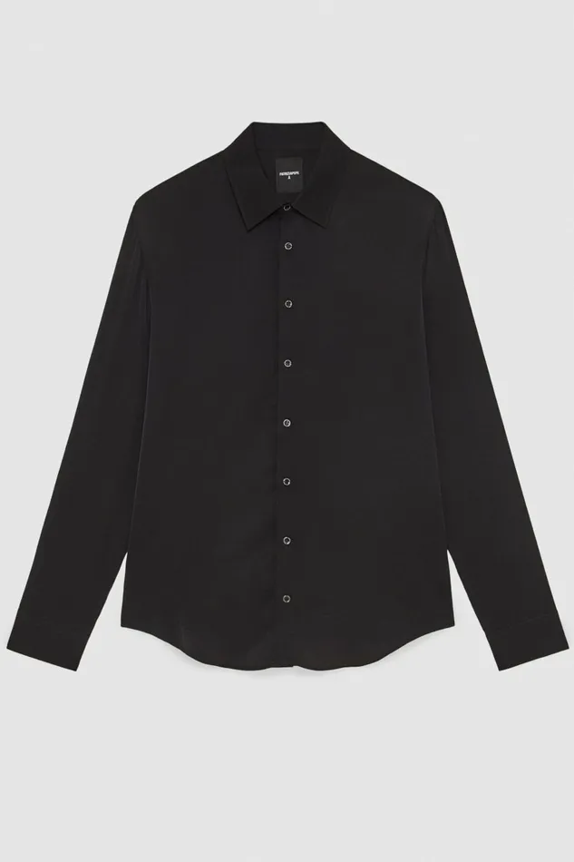 Patrizia Pepe Tops and Shirts SolidColored Shirt In Viscose Twill Black 8211 Men