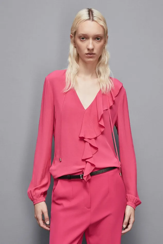 Patrizia Pepe Tops Essential Crepe Blouse Pink 8211 Women