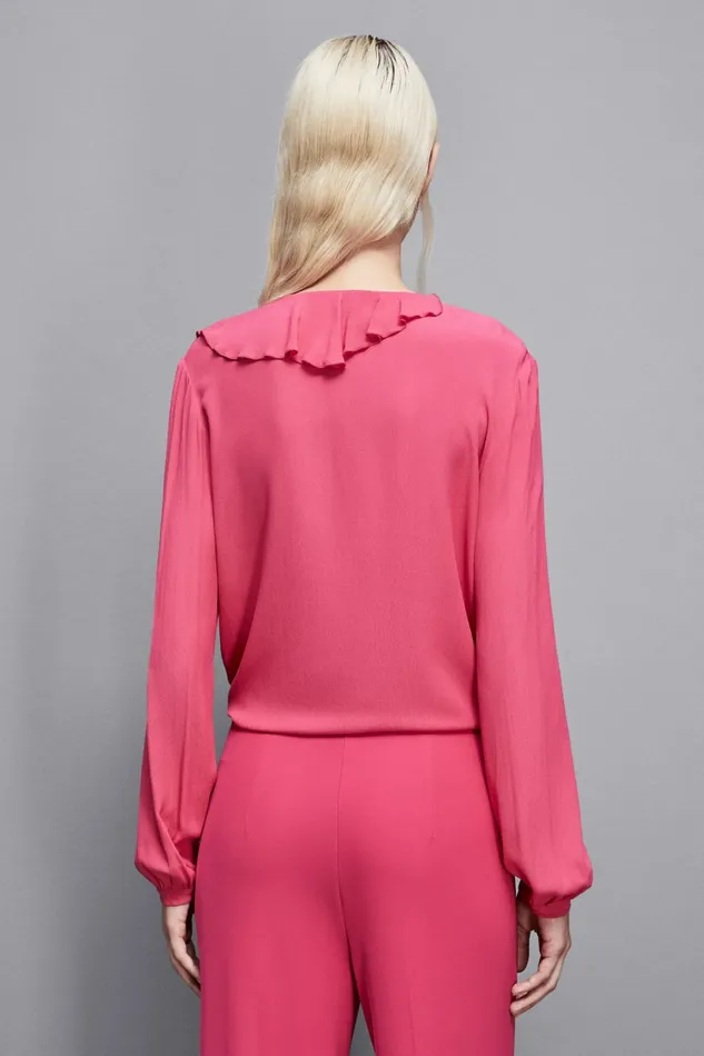 Patrizia Pepe Tops Essential Crepe Blouse Pink 8211 Women