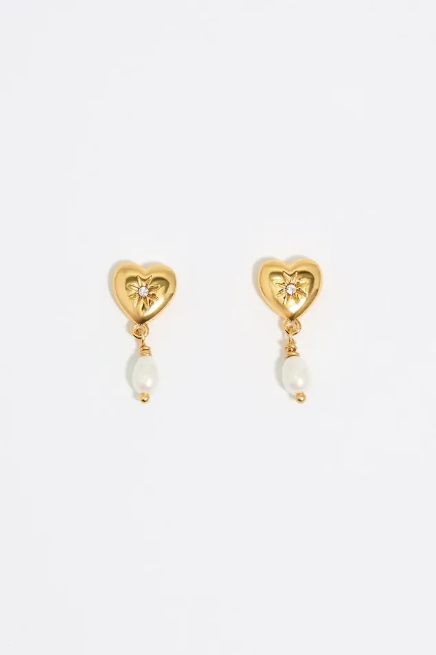 Pearl And Heart Earrings Gold Women Bimba Y Lola Earrings
