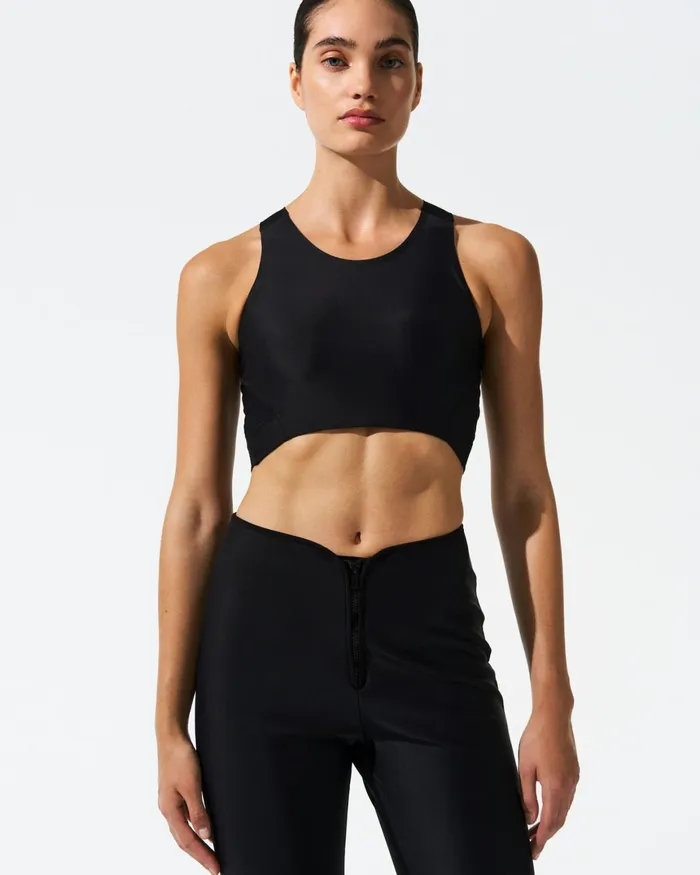 Perfect Moment Cropped Tank Black Women Tops