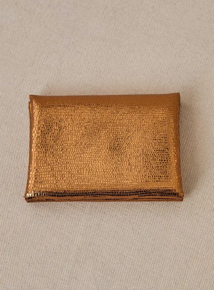 Petite Mendigote Little Leather Shop Fw24 Porte Carte Emile Double Dore 8211 Women