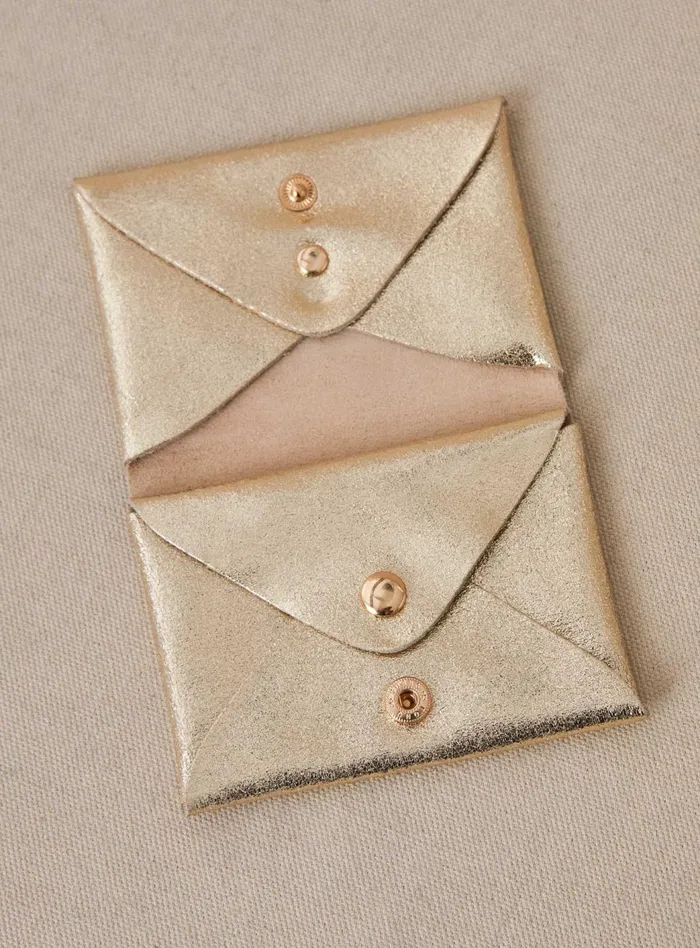 Petite Mendigote Little Leather Shop Fw24 Porte Carte Emile Double Dore 8211 Women