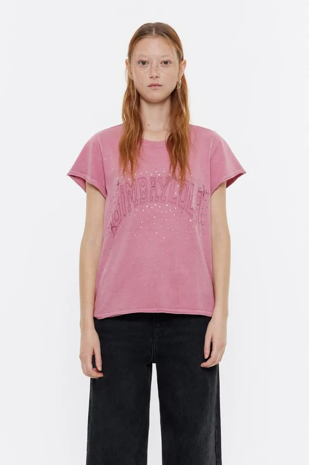 Pink Logo Stones Tshirt Pink Women Bimba Y Lola TShirts