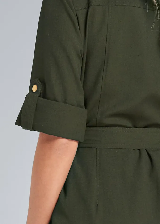 POCKET DETAIL UTILITY DRESS Olive Women VENUS Sundresses