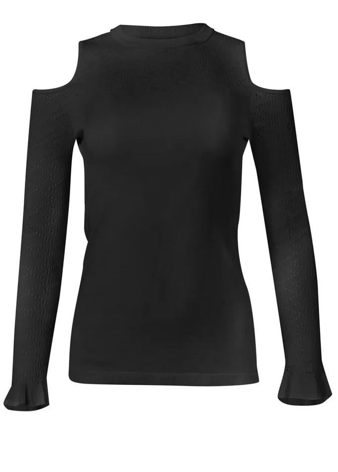 POINTELLE STITCH SWEATER Black Women VENUS Sexy Sweaters