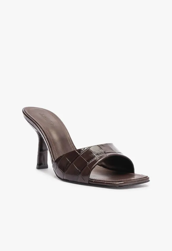 Posseni Leather Sandal Dark Brown Women Schutz Shoes Mules Posseni Leather Sandal Dark Brown Women Schutz Shoes Mules