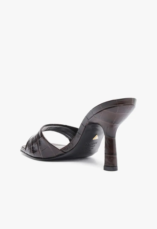 Posseni Leather Sandal Dark Brown Women Schutz Shoes Mules Posseni Leather Sandal Dark Brown Women Schutz Shoes Mules