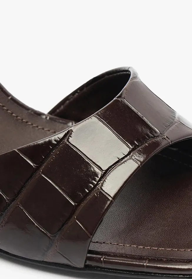 Posseni Leather Sandal Dark Brown Women Schutz Shoes Mules Posseni Leather Sandal Dark Brown Women Schutz Shoes Mules