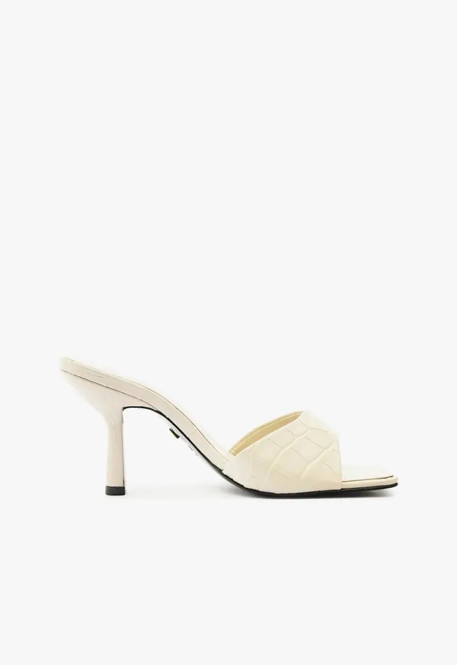 Posseni Leather Sandal White Women Schutz Shoes Mules