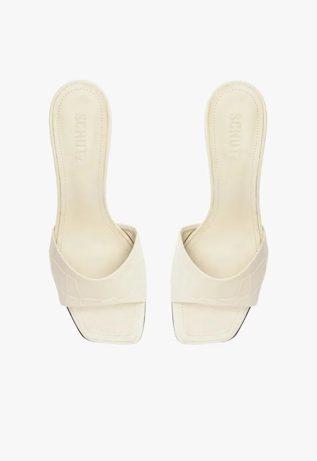 Posseni Leather Sandal White Women Schutz Shoes Mules