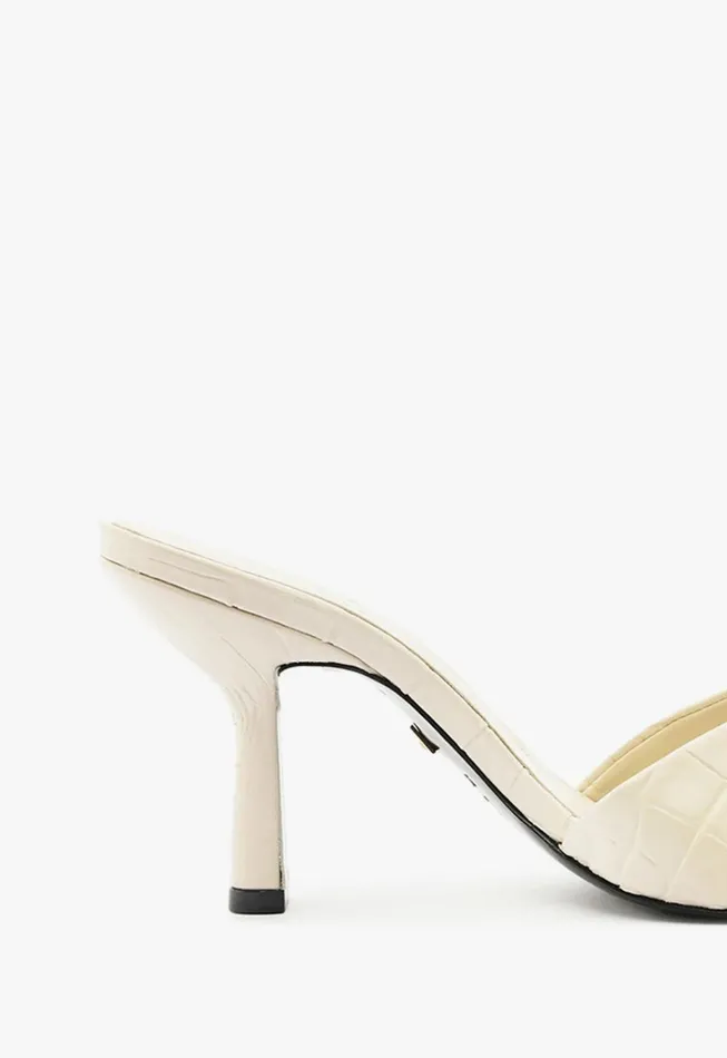 Posseni Leather Sandal White Women Schutz Shoes Mules