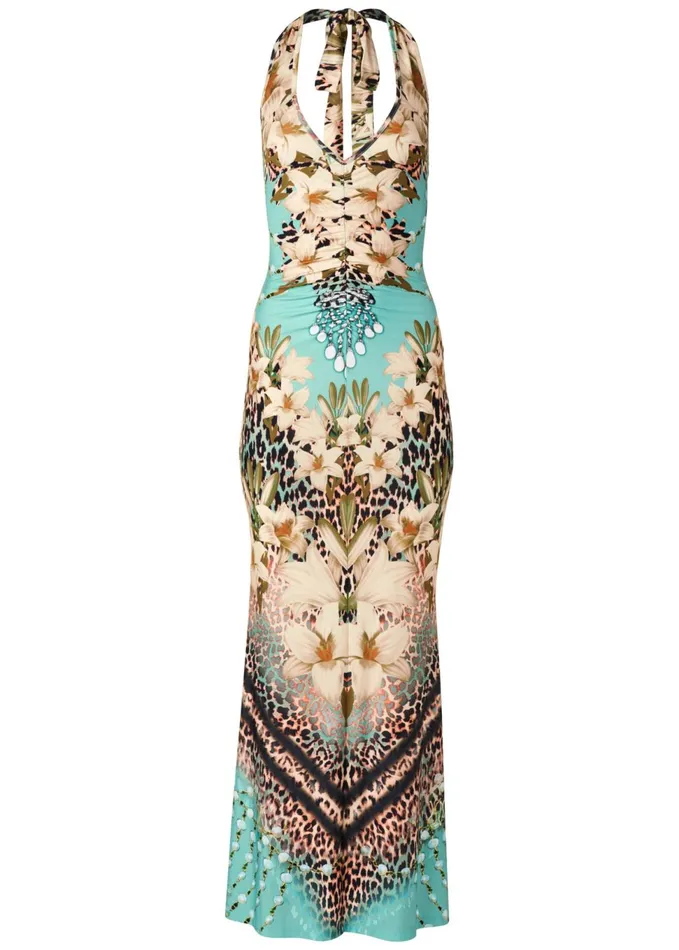 PRINTED MAXI DRESS Turquoise Multi Women VENUS Maxi Dresses