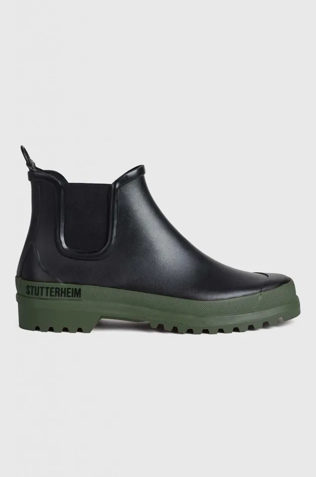 Rain Boots Women Stutterheim Chelsea Rainwalker BlackGreen