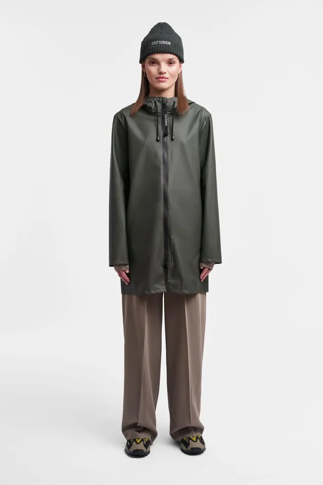 Raincoats Women Stutterheim Stockholm Lightweight Zip Raincoat Green