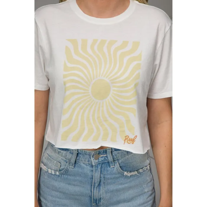 Reef TShirts Tanks and Dresses Arya Crop Crew Tee Marshmallow 8211 Women