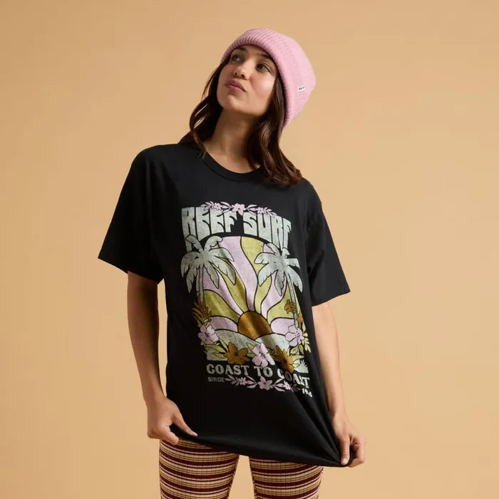 Reef TShirts Tanks and Dresses Coastal Boyfriend Crew Caviar 8211 Women