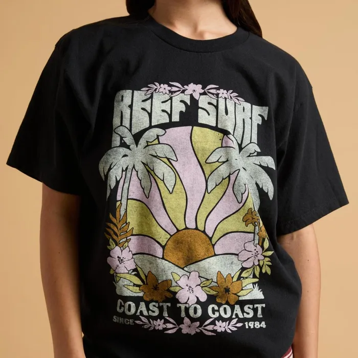 Reef TShirts Tanks and Dresses Coastal Boyfriend Crew Caviar 8211 Women