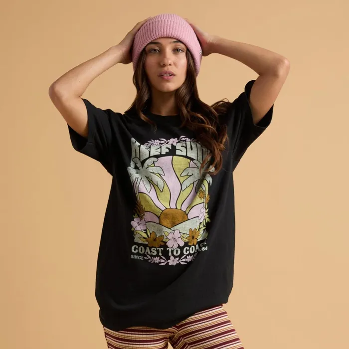 Reef TShirts Tanks and Dresses Coastal Boyfriend Crew Caviar 8211 Women